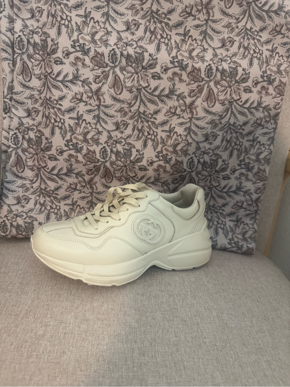 Gucci Cream Leather Chunky Lace-Up Sneaker